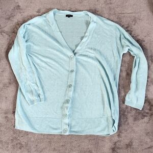 Talbots Cardigan,  100% Linen, Robin Egg Blue Size Medium, With Buttons,
